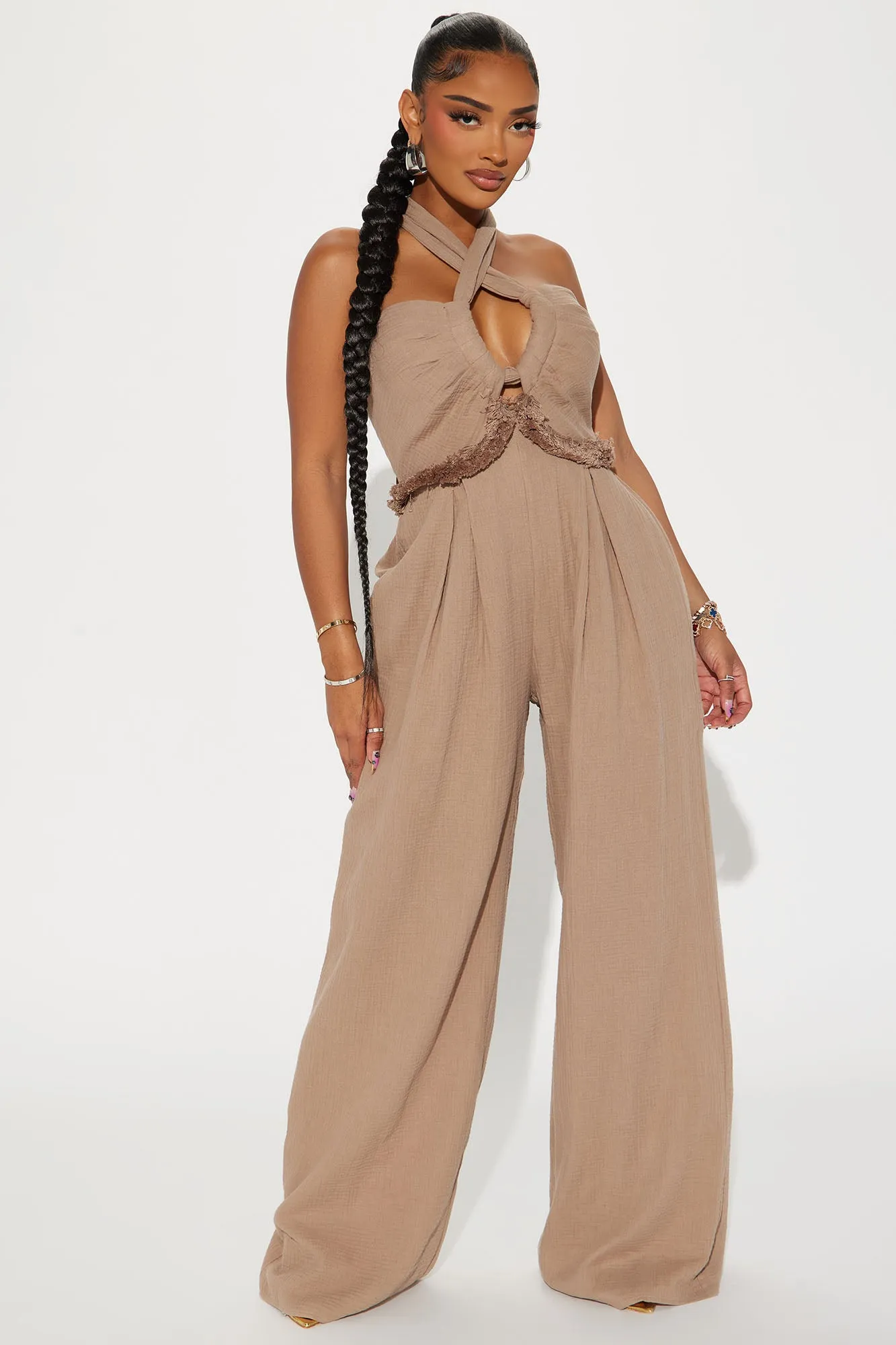Adira Gauze Jumpsuit  - Taupe