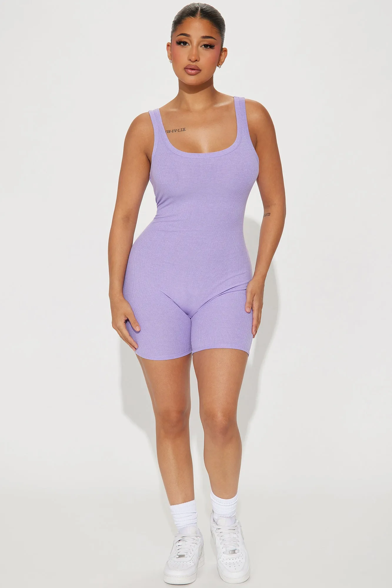 Aideen Ribbed Romper - Lavender