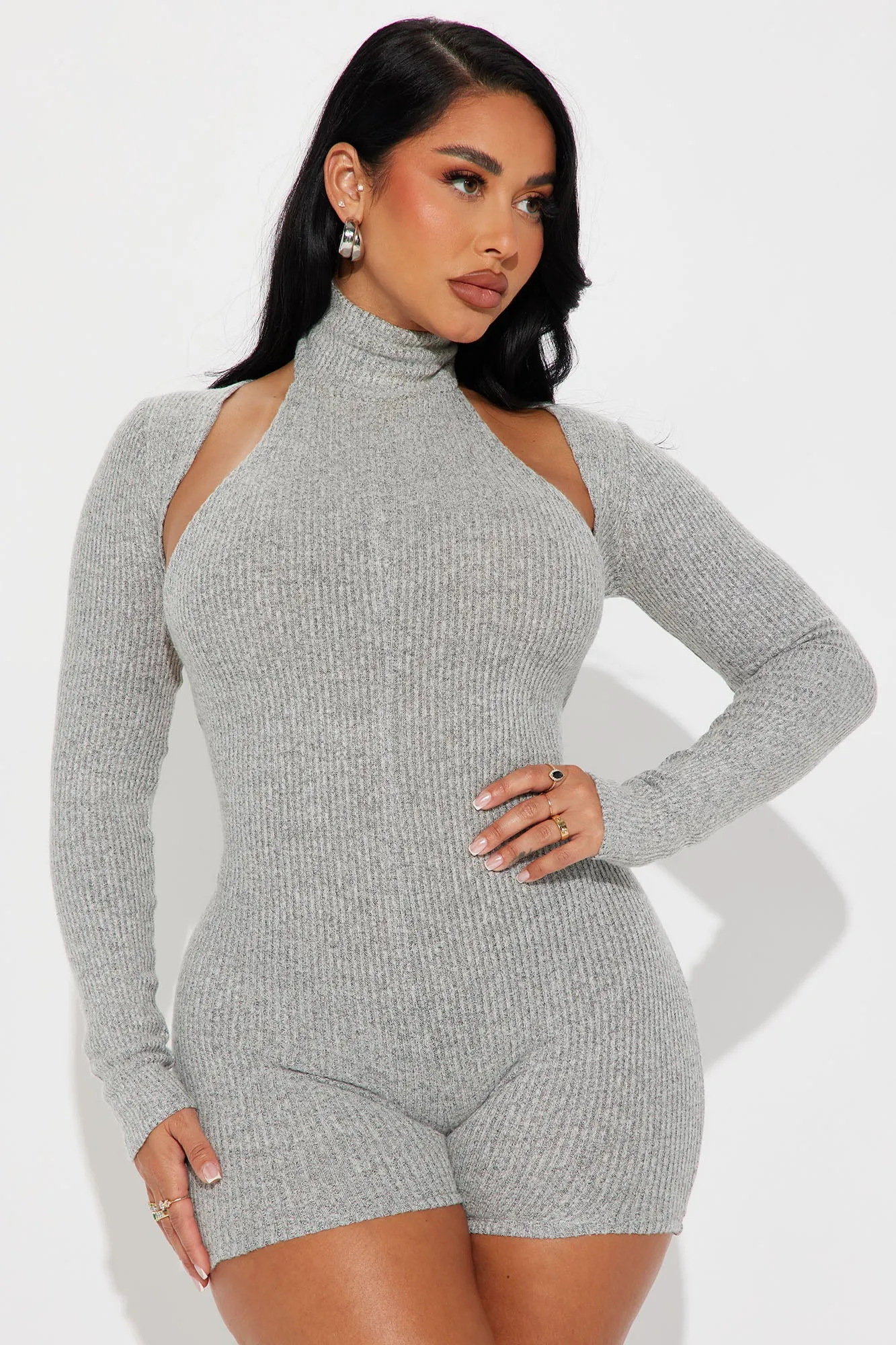 All That I Am Romper Set - Heather Grey