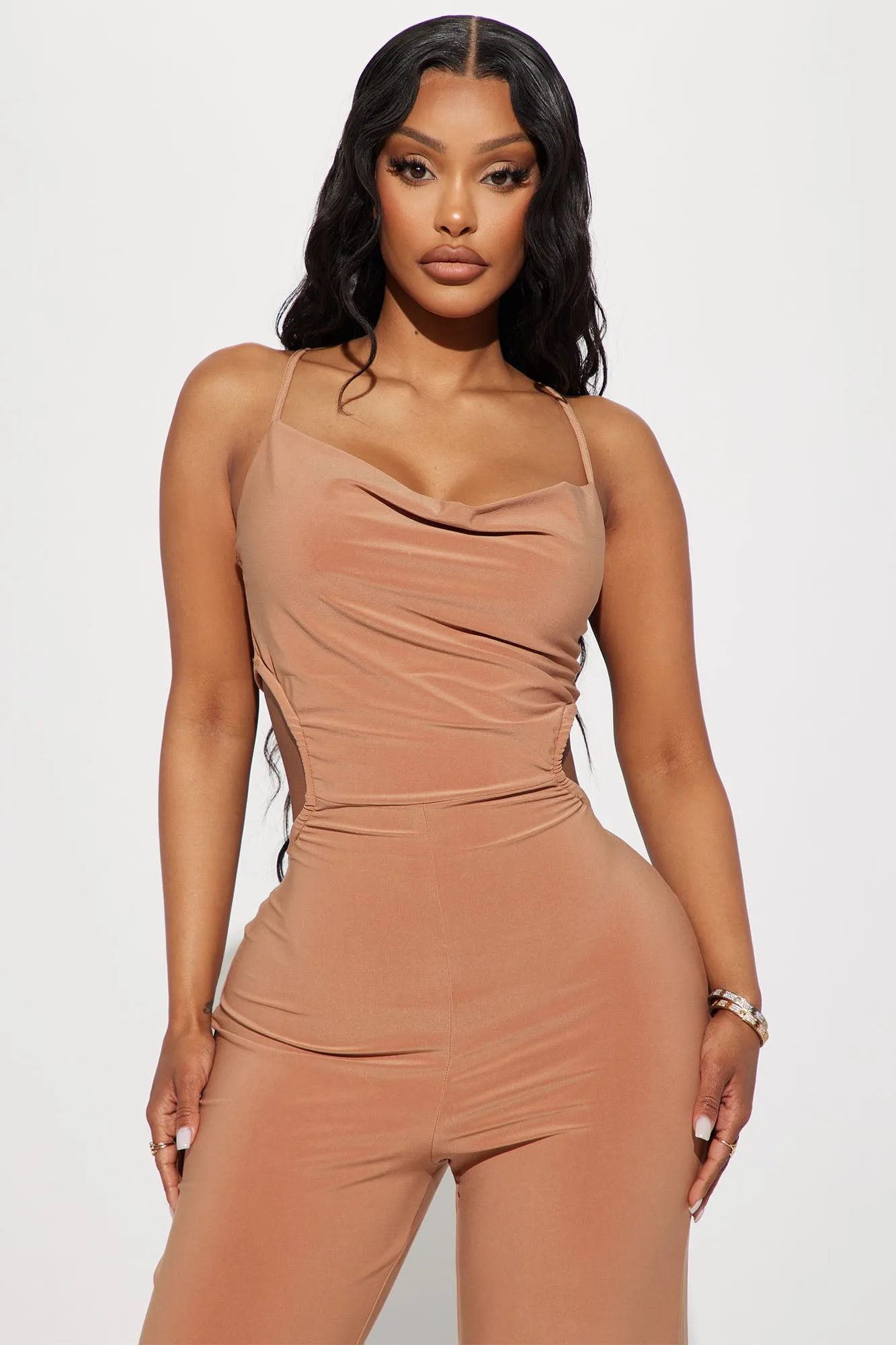 Audrina Backless Jumpsuit - Taupe