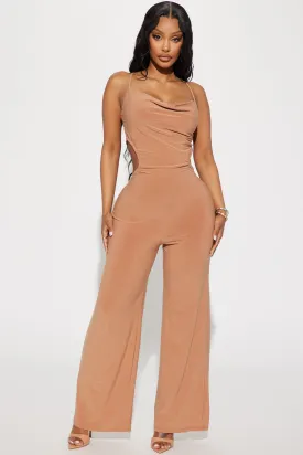 Audrina Backless Jumpsuit - Taupe