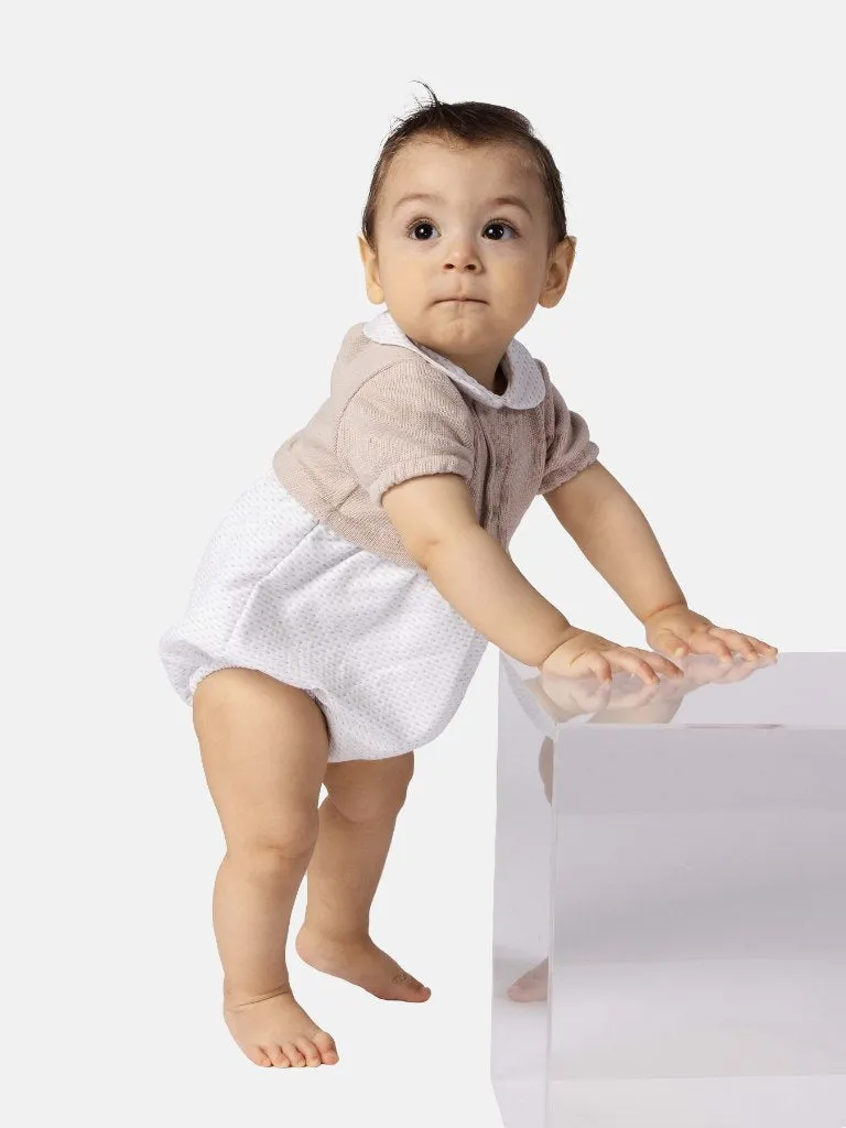 Baby Boy Leon Collection Spanish Romper-Grey