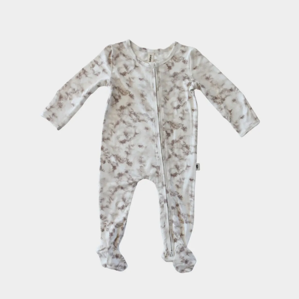 Babysprouts Footie Romper with Zipper in Taupe Tie Dye
