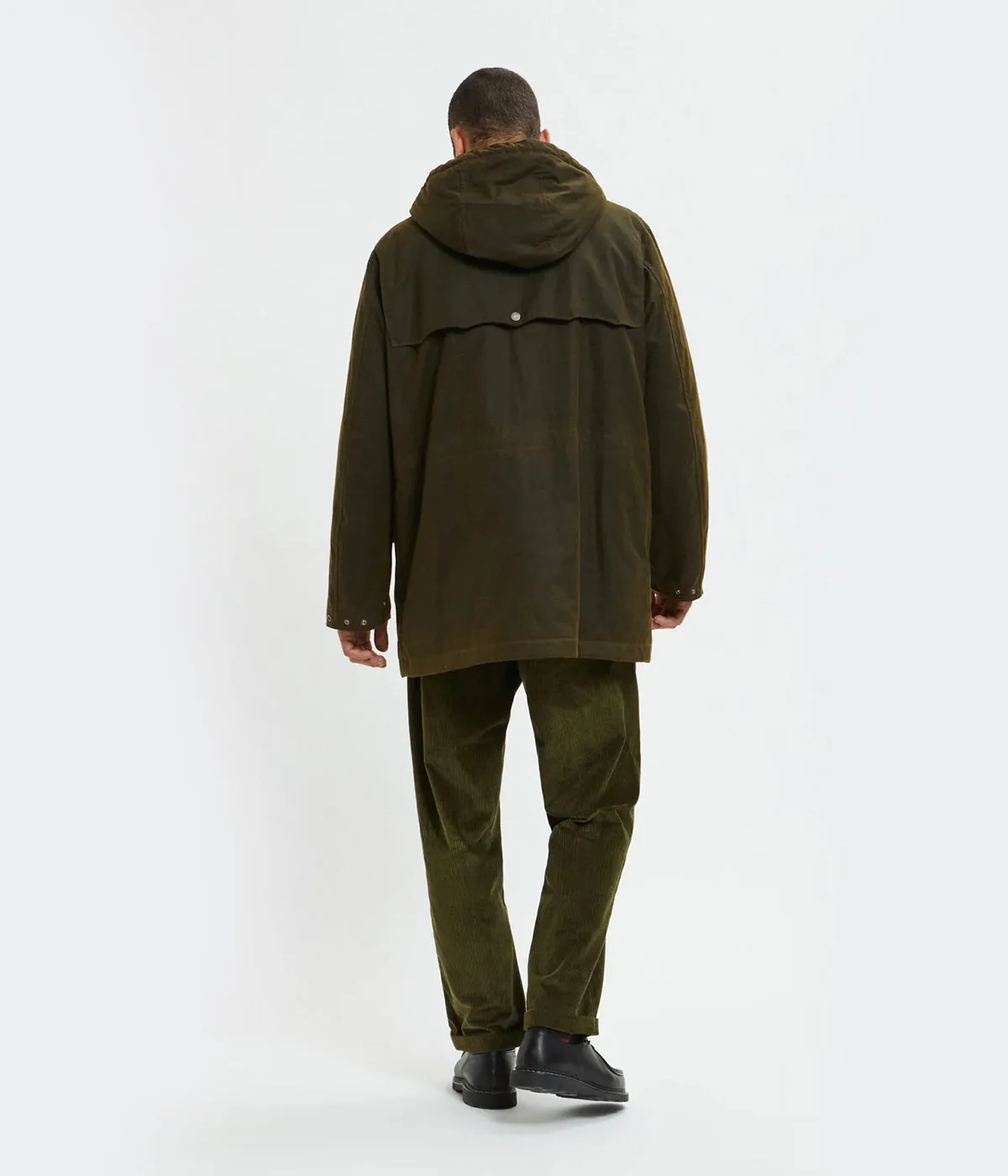 BARACUTA WAXED DUFFLE COAT BRCPS1067 DEEP MOSS MILLERAIN FABRIC