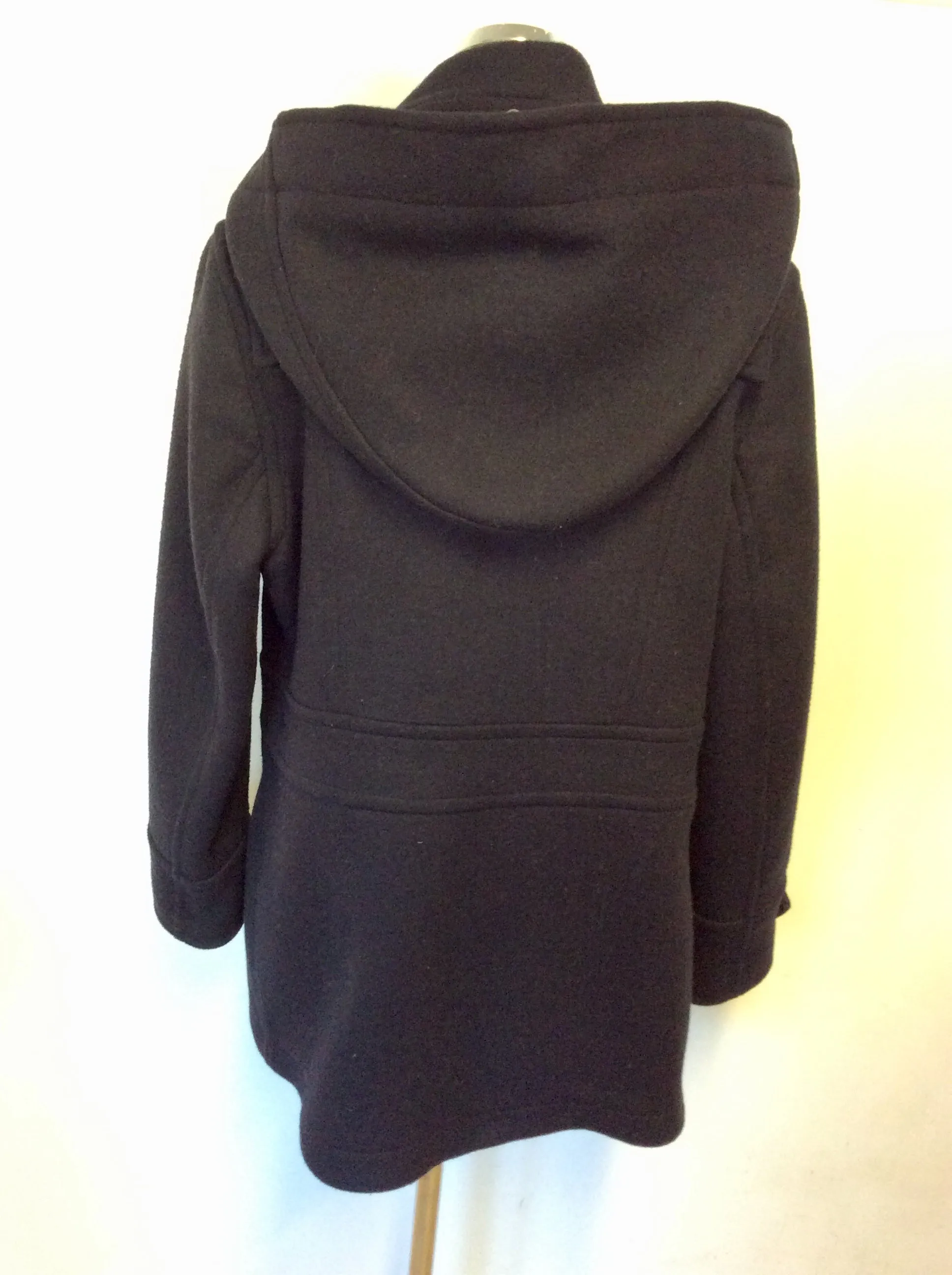 BARBOUR BUTTERMERE DARK BLUE WOOL BLEND HOODED DUFFLE COAT SIZE 18 FIT 16