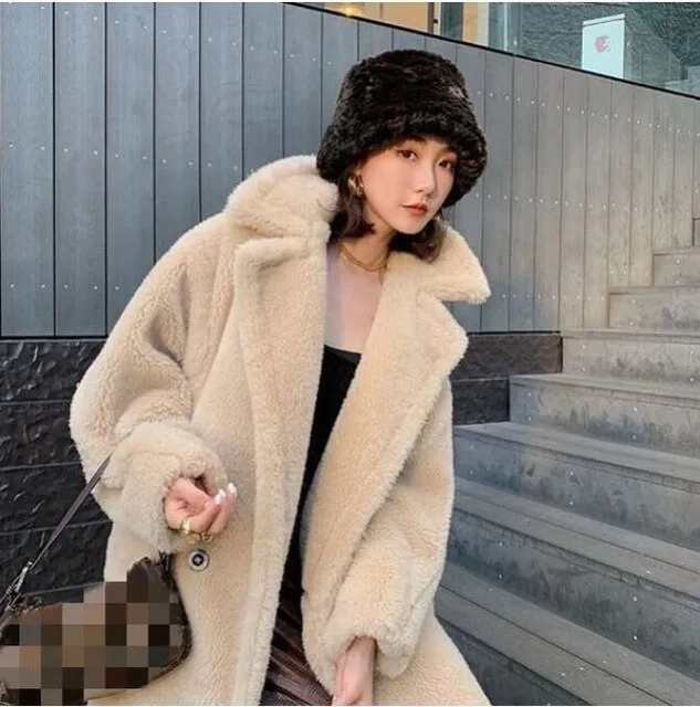 Bella Philosophy  Winter Faux Fur Warm Long Coat  Thick Teddy Bear Casual