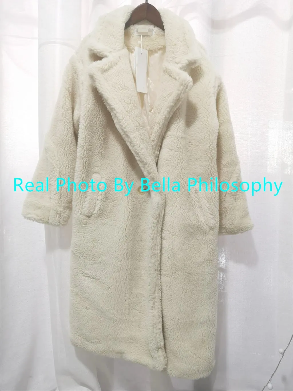 Bella Philosophy  Winter Faux Fur Warm Long Coat  Thick Teddy Bear Casual