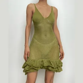 BerriesJam - Crochet V Neck Sleeveless Hollow Out Cut Out Mini Dress