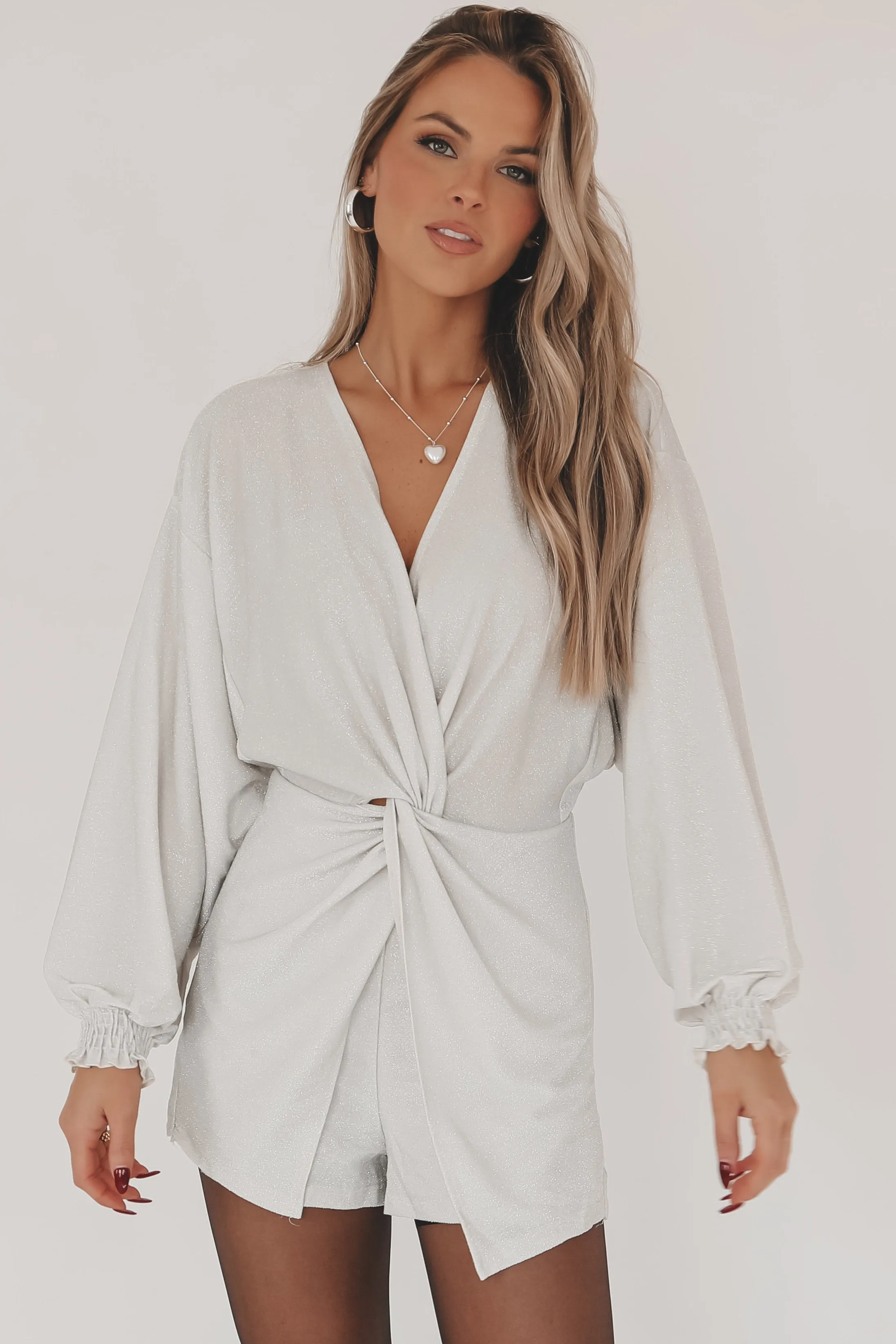 Brightest In The Room Pearl Shimmer Holiday Party Romper