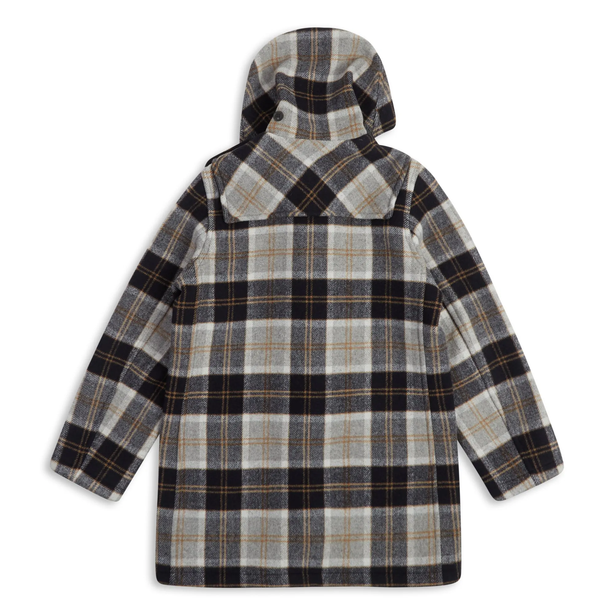 Burrows & Hare Water Repellent Wool Duffle Coat - Grey Tartan