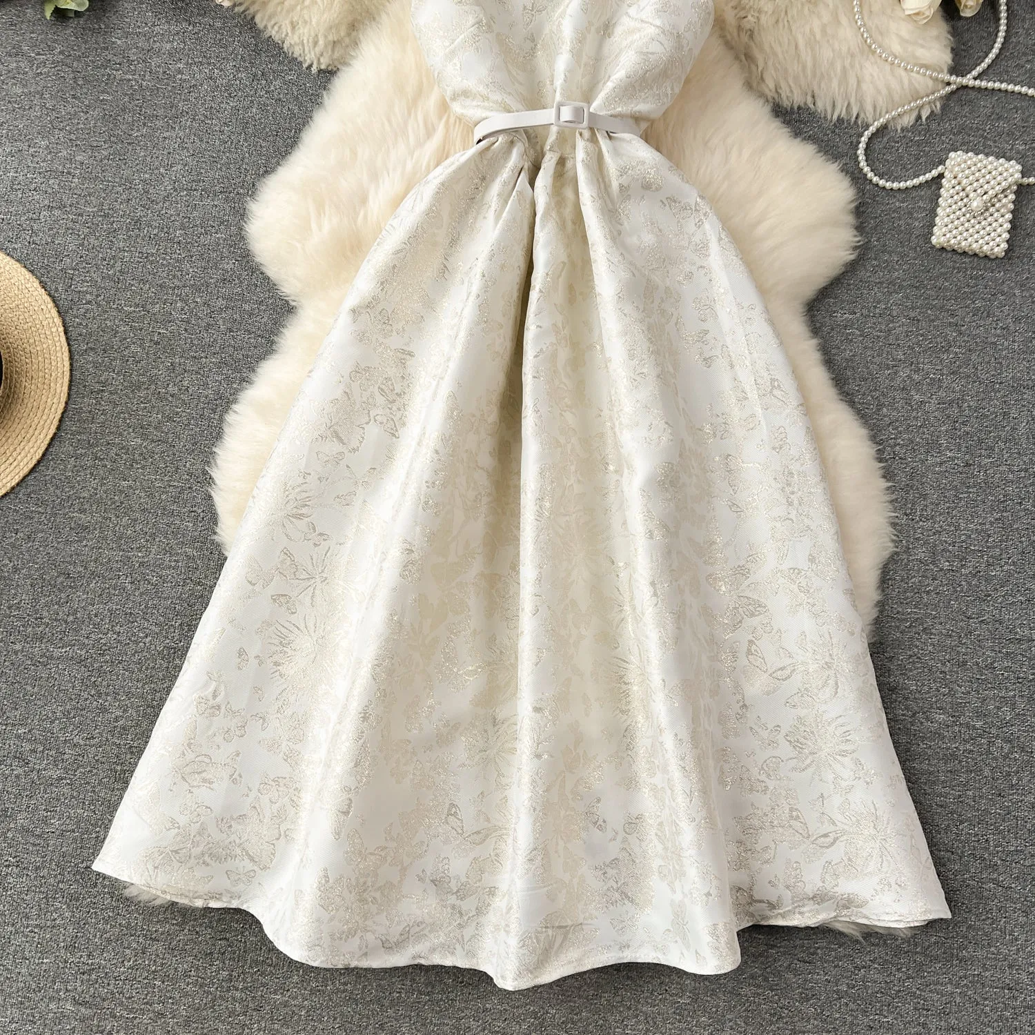 Courtly Floral Jacquard Slip Dress
