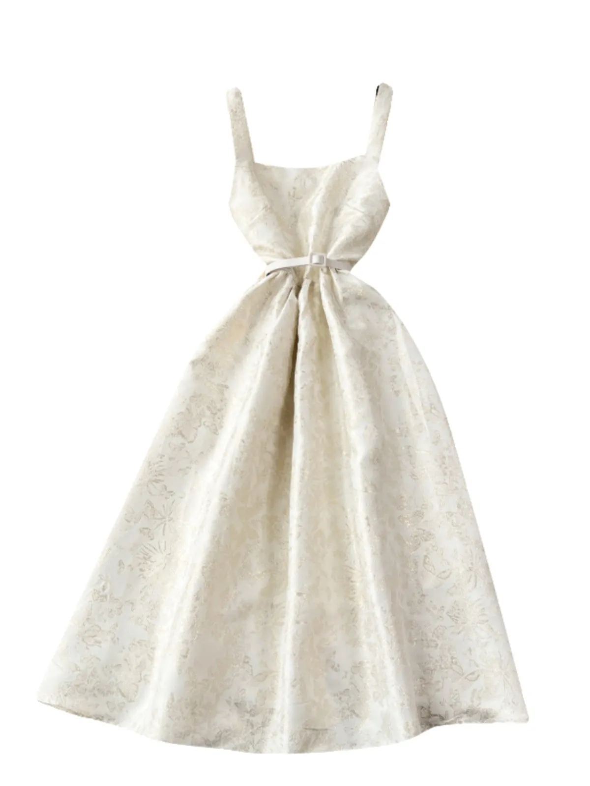 Courtly Floral Jacquard Slip Dress