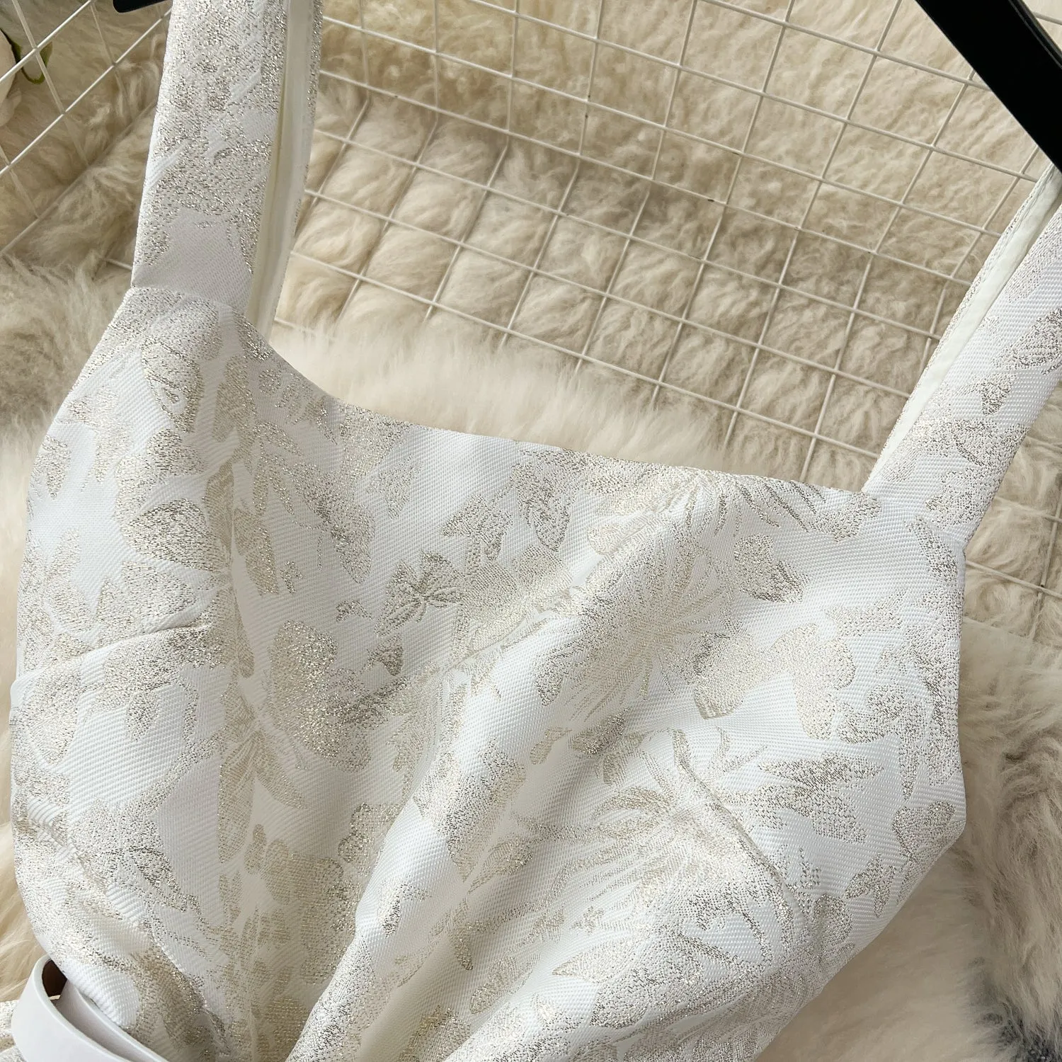 Courtly Floral Jacquard Slip Dress