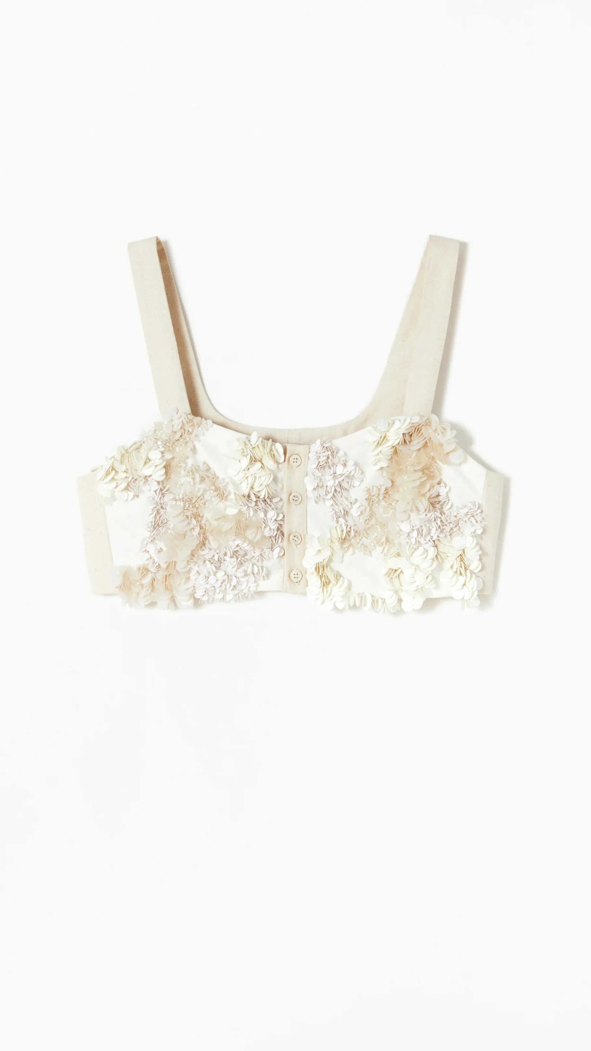 Cream Sequinned Corset Top