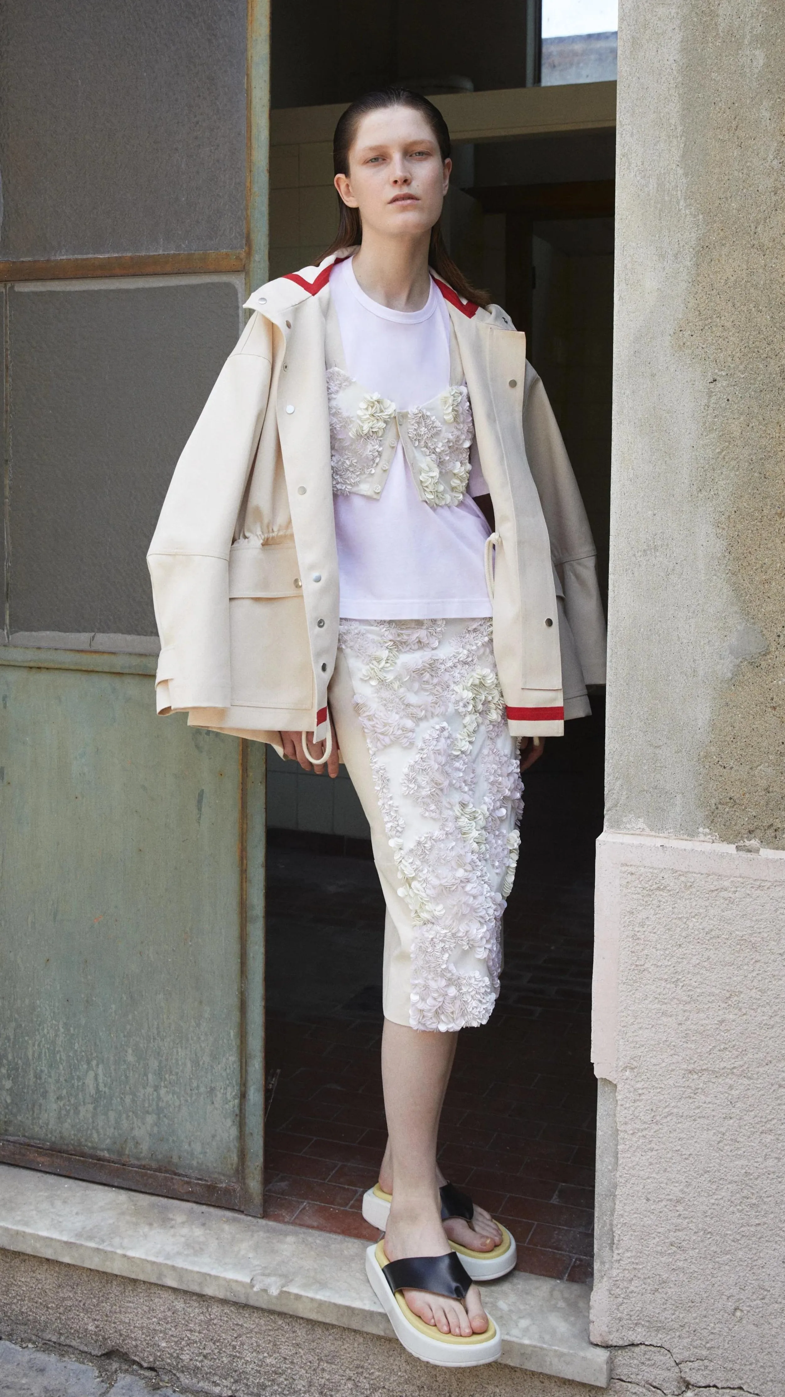 Cream Sequinned Corset Top