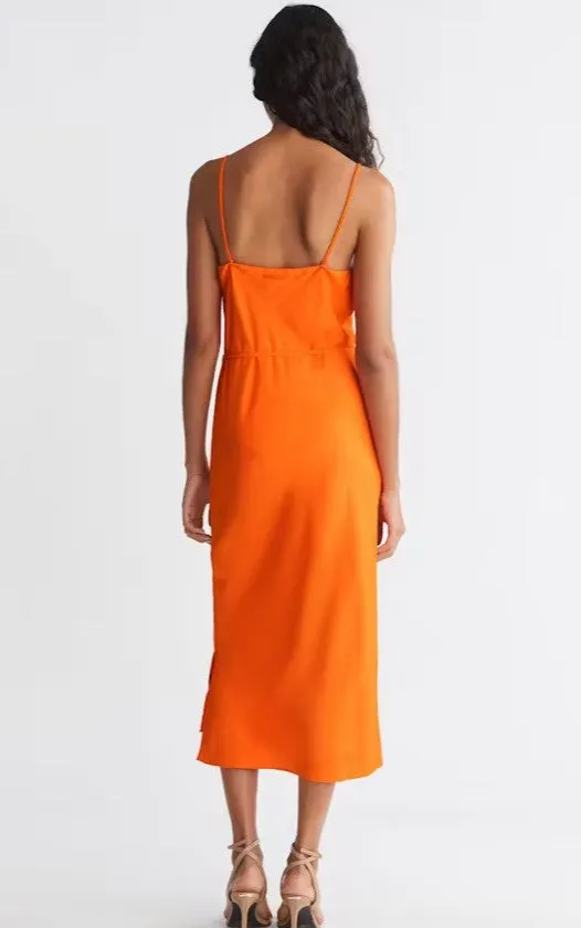 Crepe Belted Midi Slip Dress