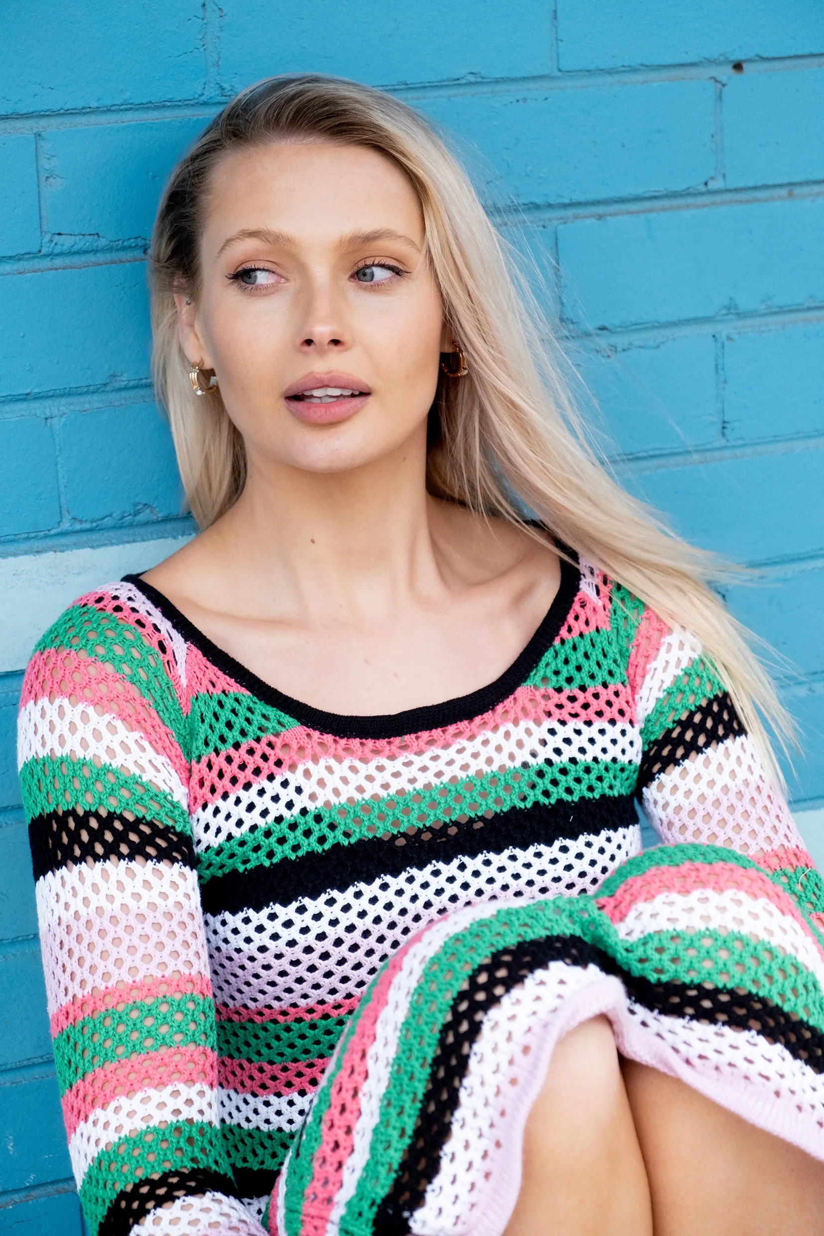 Crochet Midi Dress - Gelato Stripe