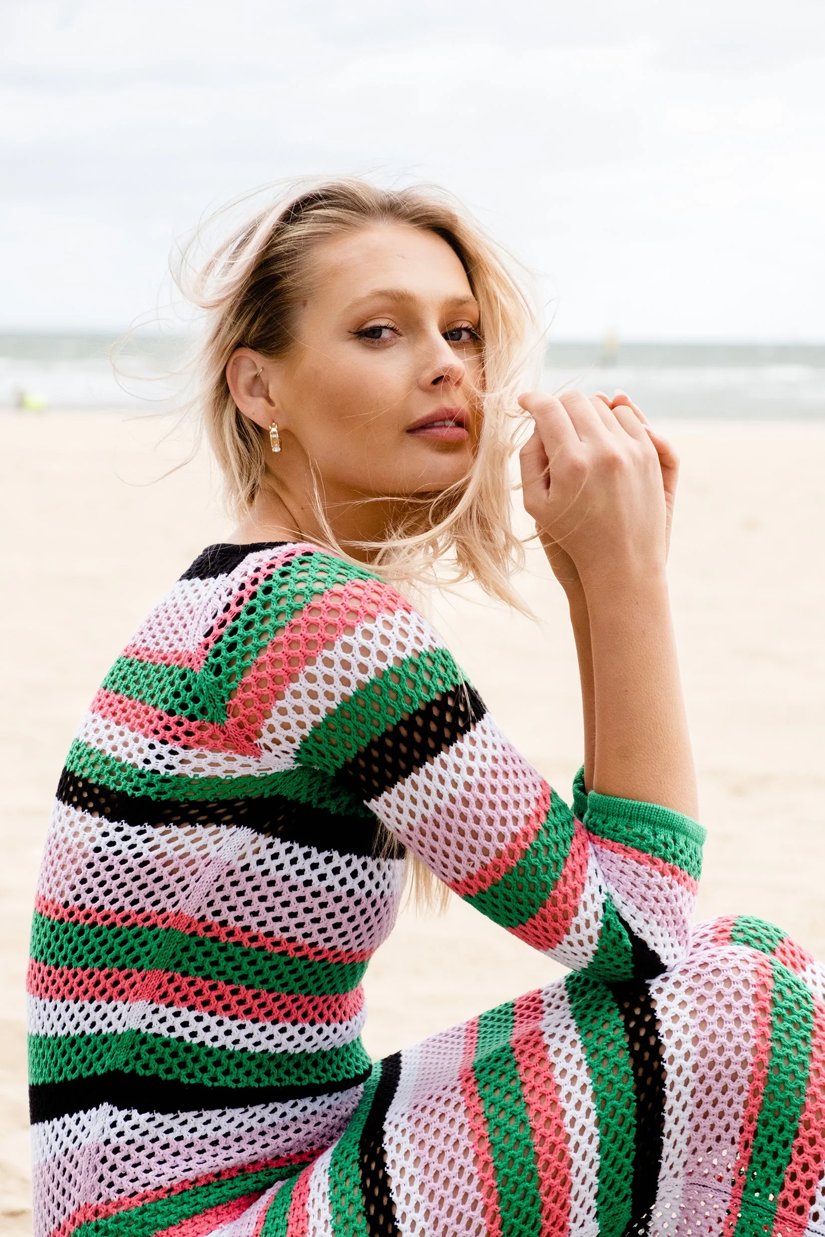 Crochet Midi Dress - Gelato Stripe