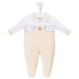 Dandelion Taupe Jungle Friends Smocked Sleepsuit