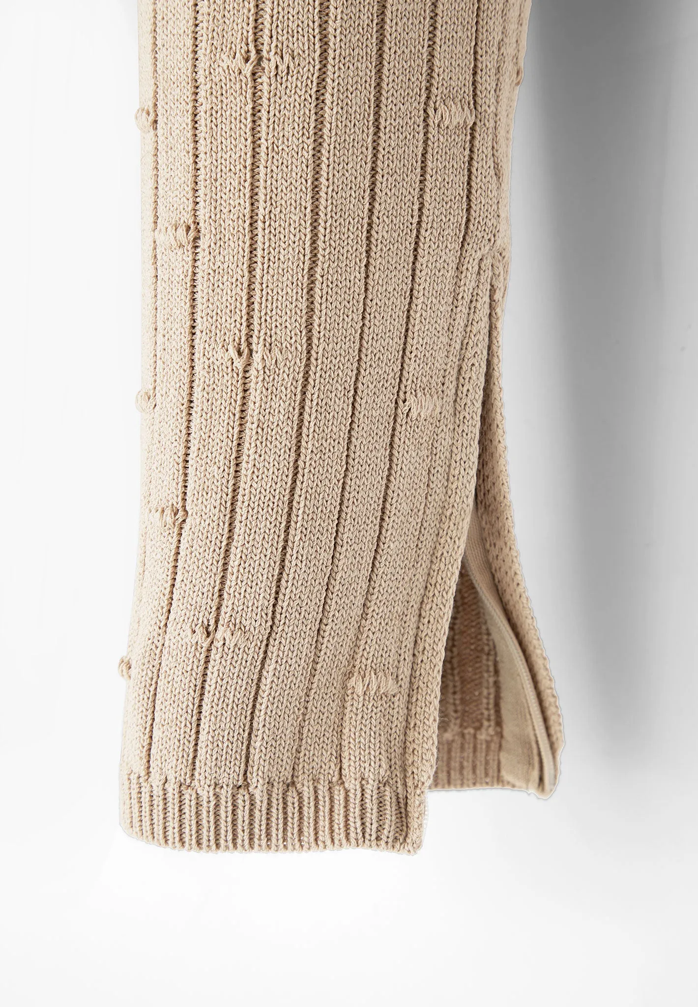 Distressed Knitted Cut Out Jumpsuit - Taupe