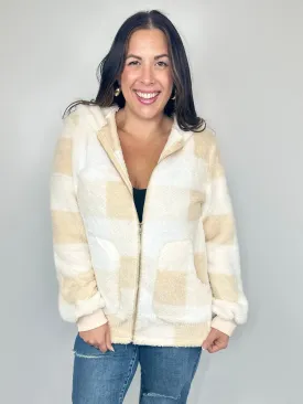 Double Take Full Size Plaid Long Sleeve Hooded Coat