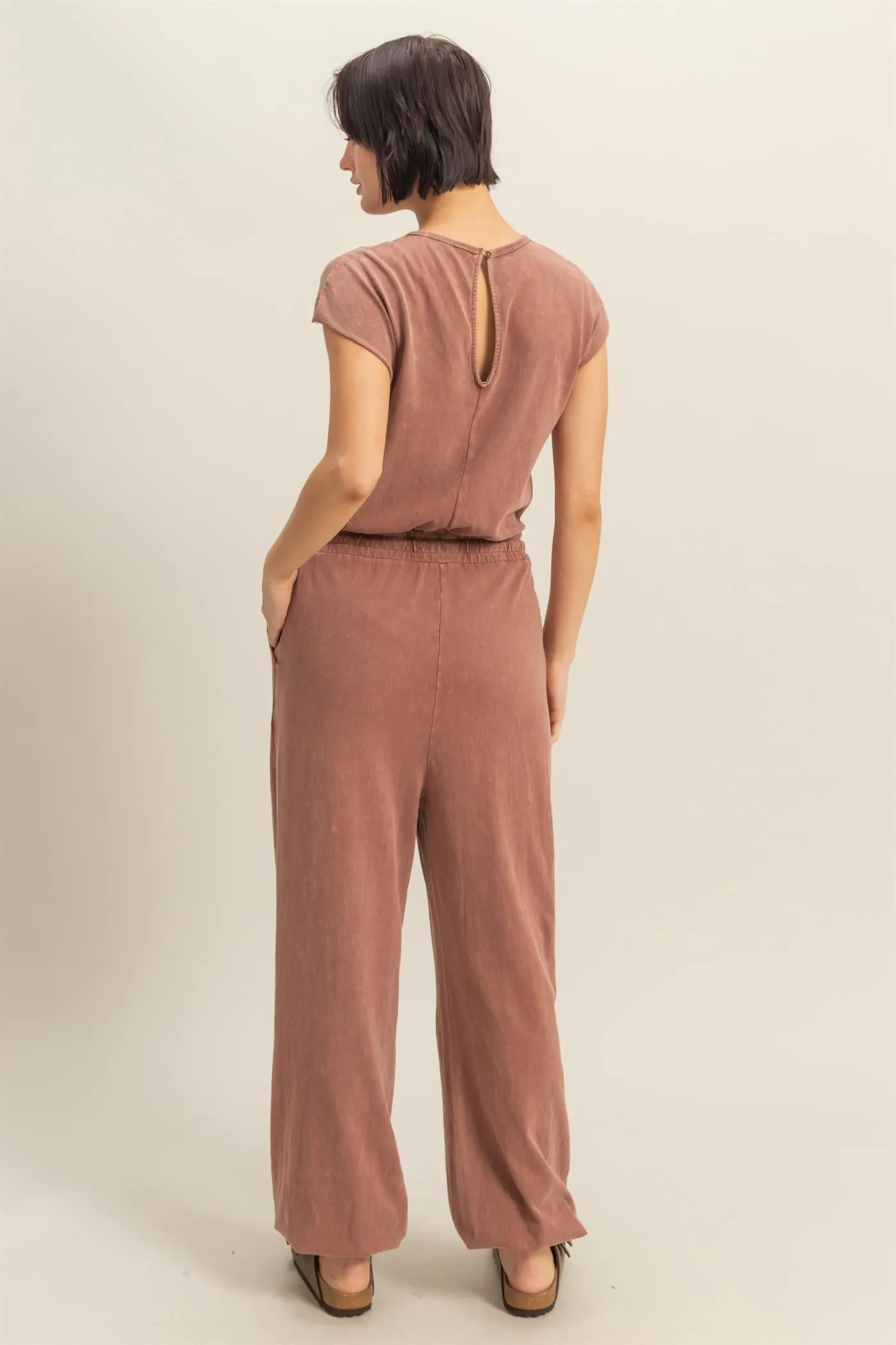 DZ24C619-Short Sleeve Casual Jumpsuit