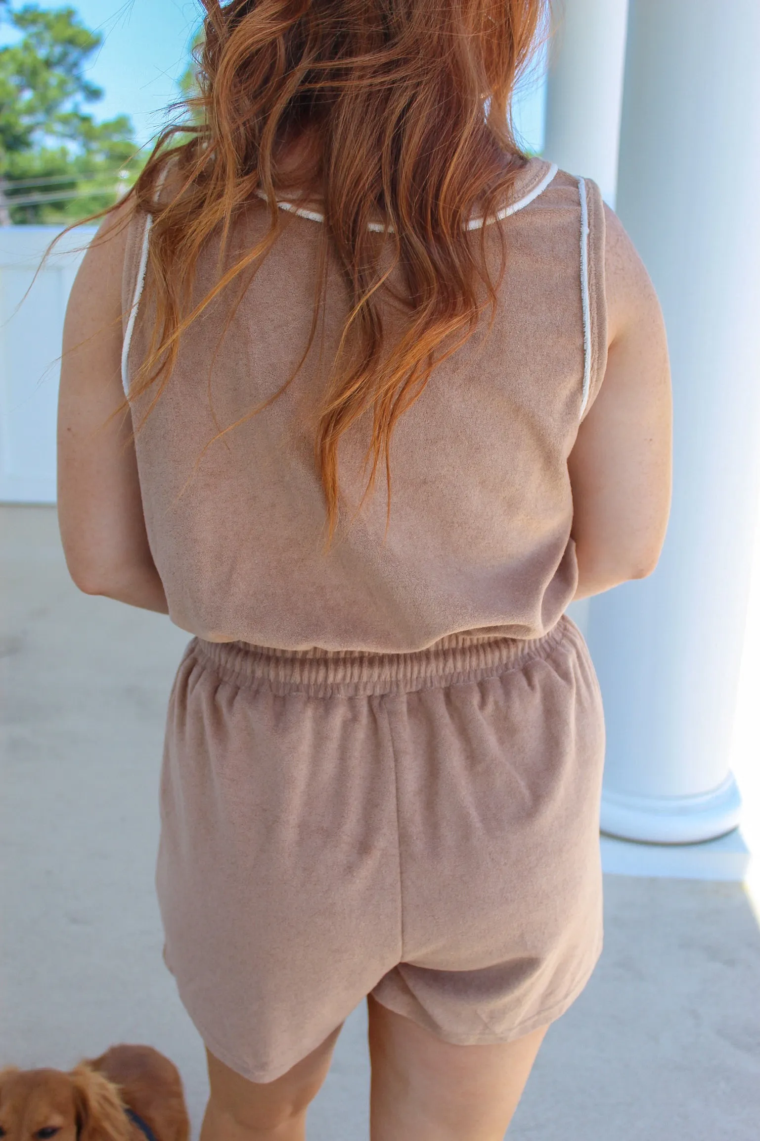 Endless Days Terrycloth Romper- Taupe