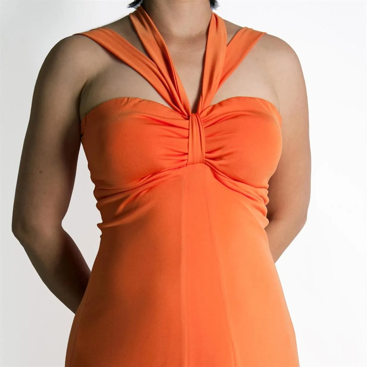 Evanese Women's Plus Size Elegant Cross Tie Halter Long Formal Party Dress