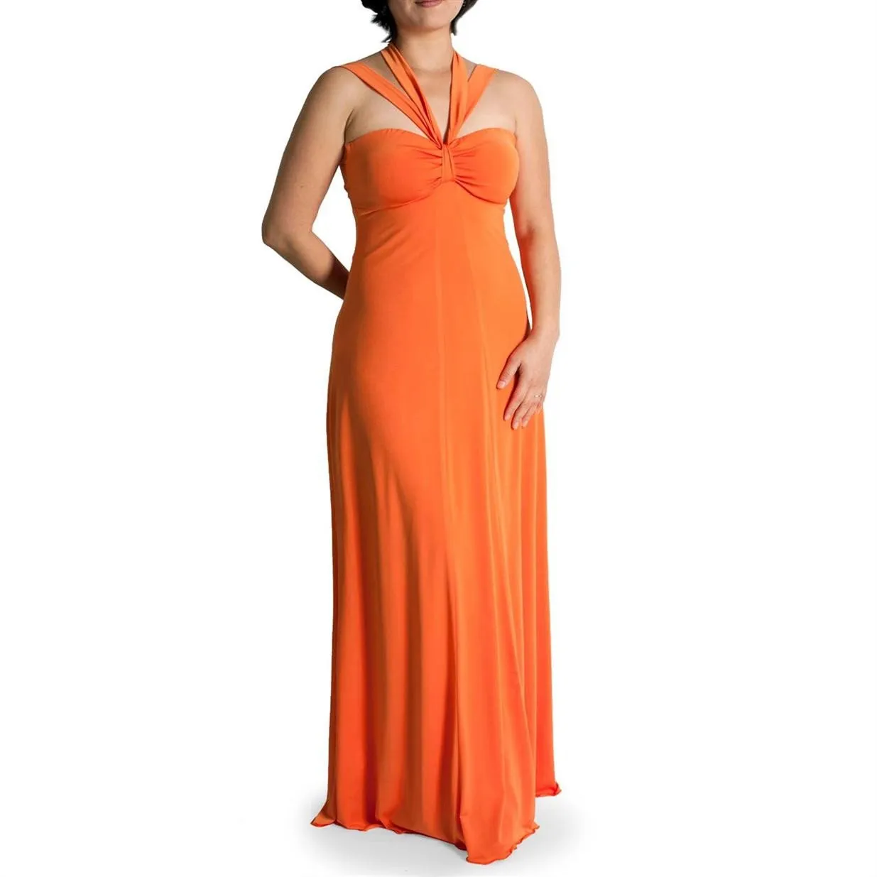 Evanese Women's Plus Size Elegant Cross Tie Halter Long Formal Party Dress