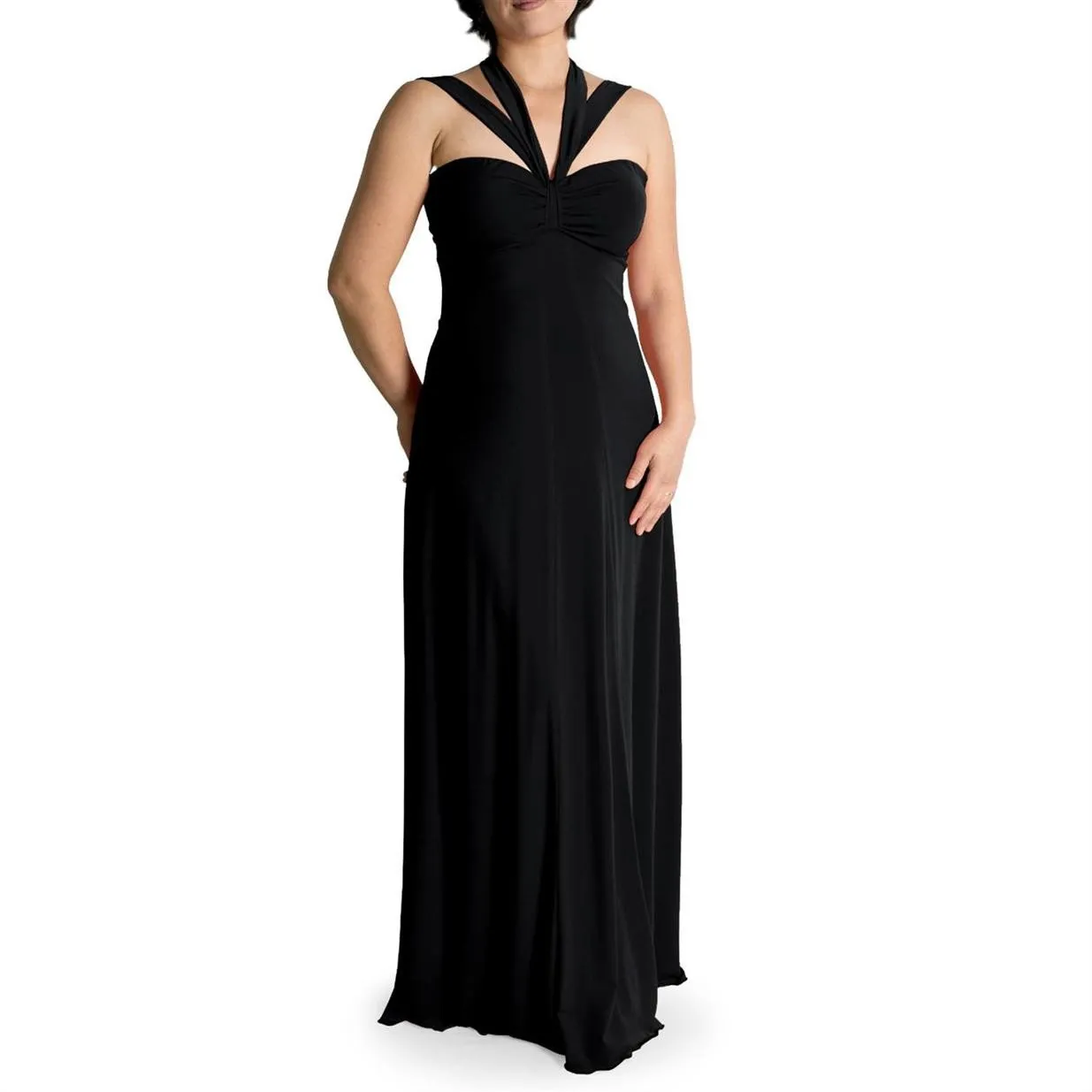 Evanese Women's Plus Size Elegant Cross Tie Halter Long Formal Party Dress
