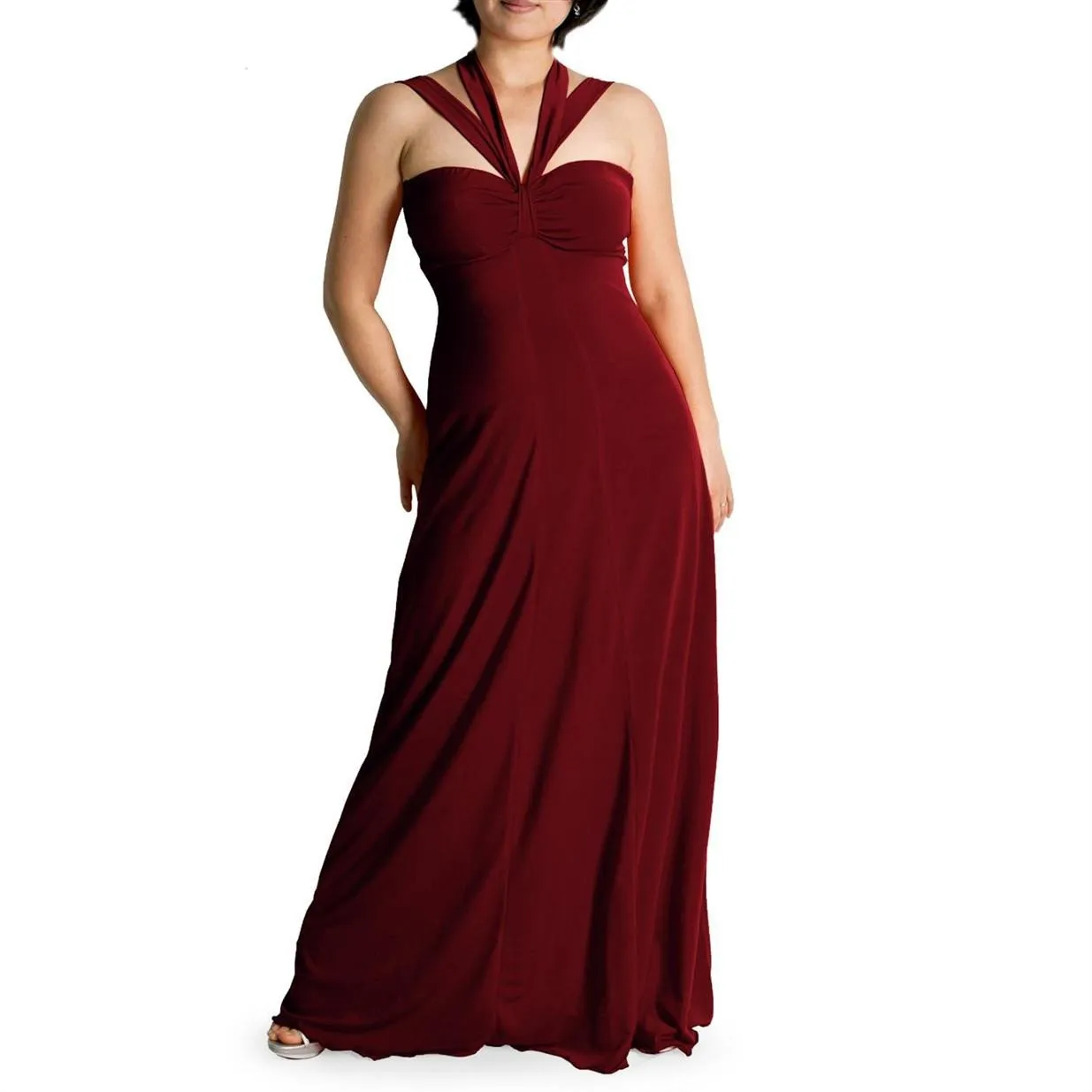 Evanese Women's Plus Size Elegant Cross Tie Halter Long Formal Party Dress