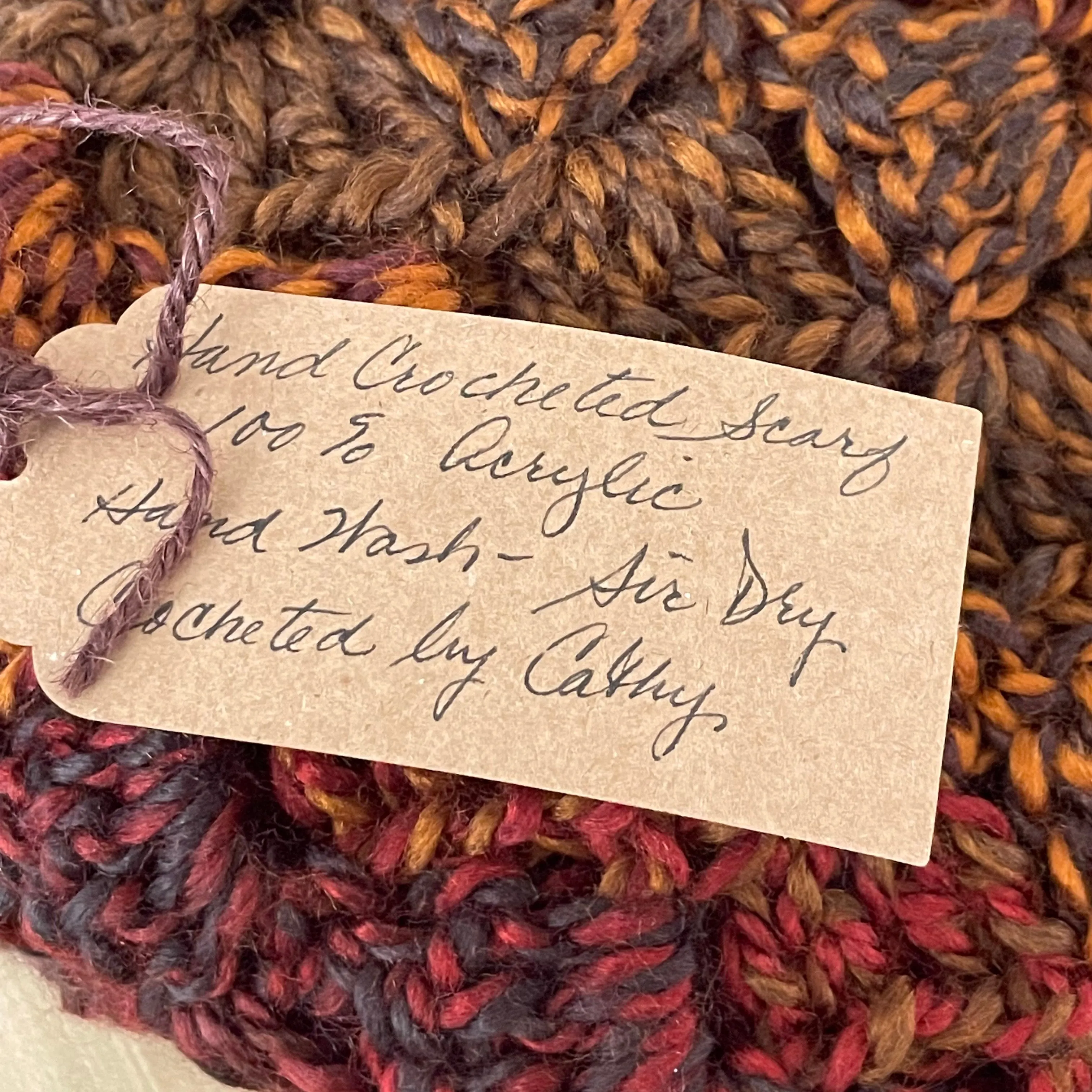 Extra Soft Autumn Marble Long Scarf Hand Crochet Knit Unisex Men Women Retro Vintage Style Red Orange Brown Copper Handmade Gift Accessory