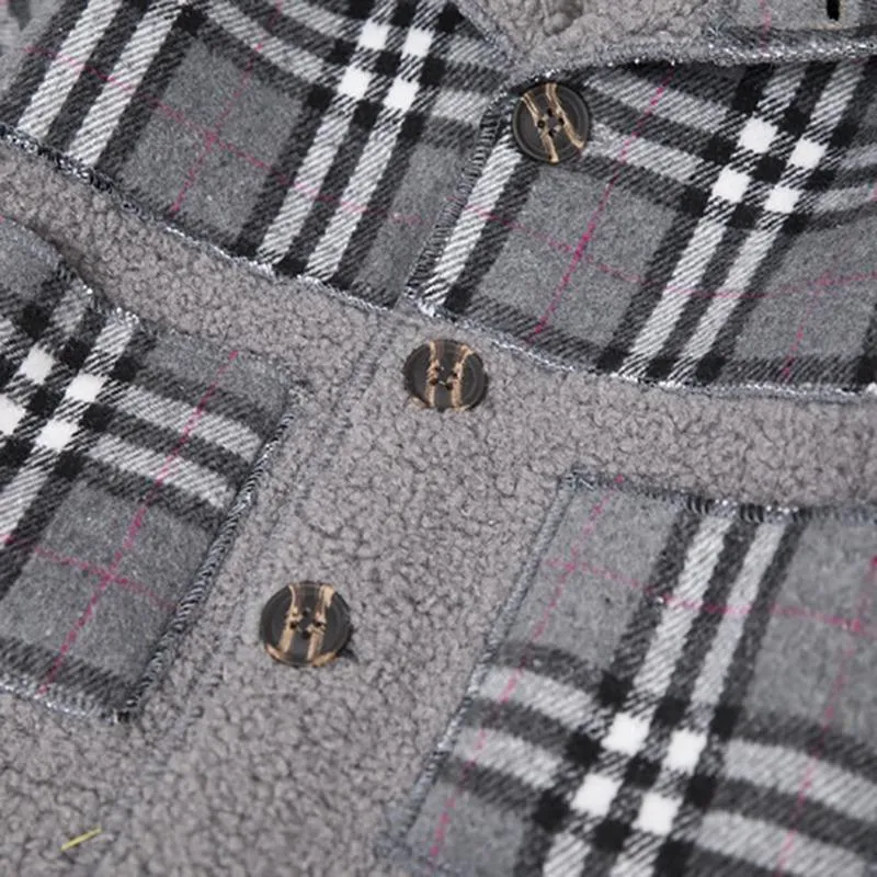 Extra Thick Plaid Duffle Coat Trench for Children Boy
