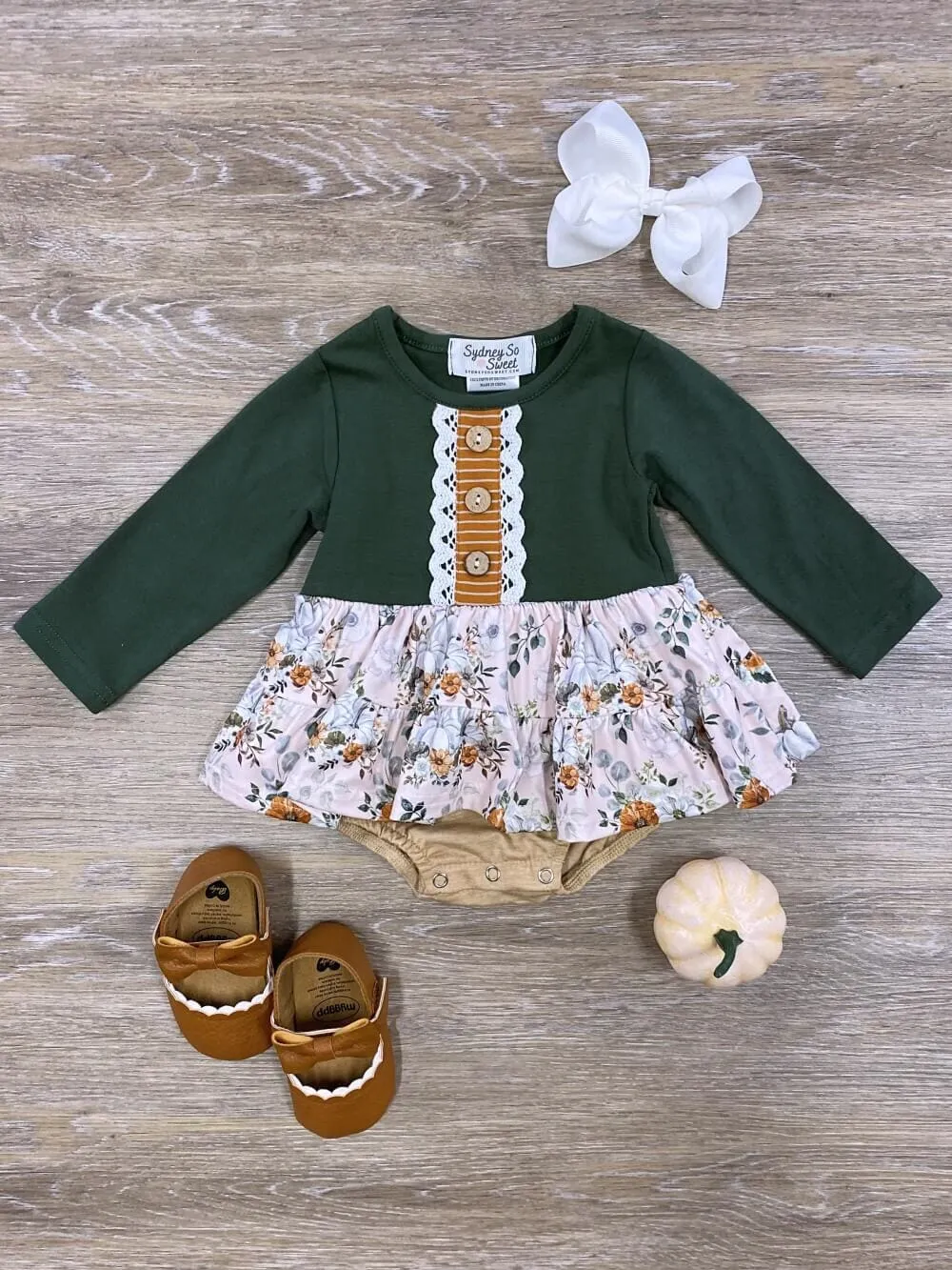 Fall Vintage Florals Skirted Baby Romper