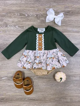 Fall Vintage Florals Skirted Baby Romper
