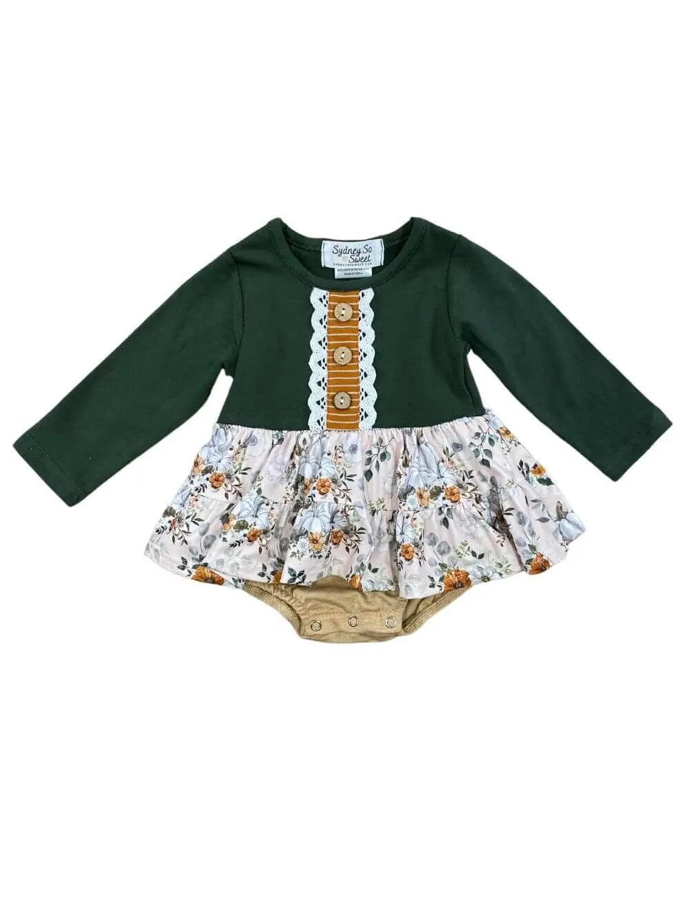Fall Vintage Florals Skirted Baby Romper