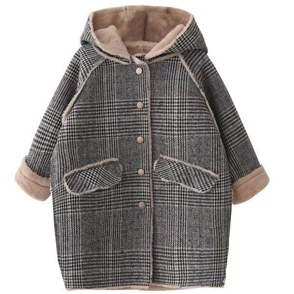 Girl Check Hooded Winter Coat