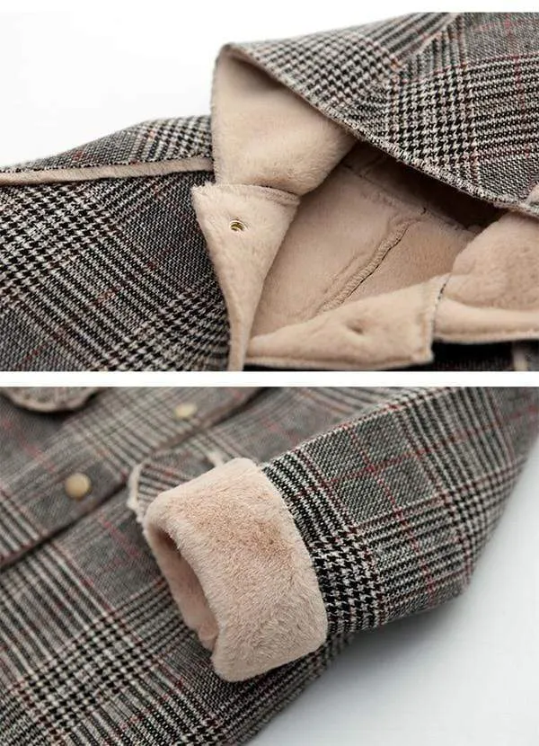Girl Check Hooded Winter Coat