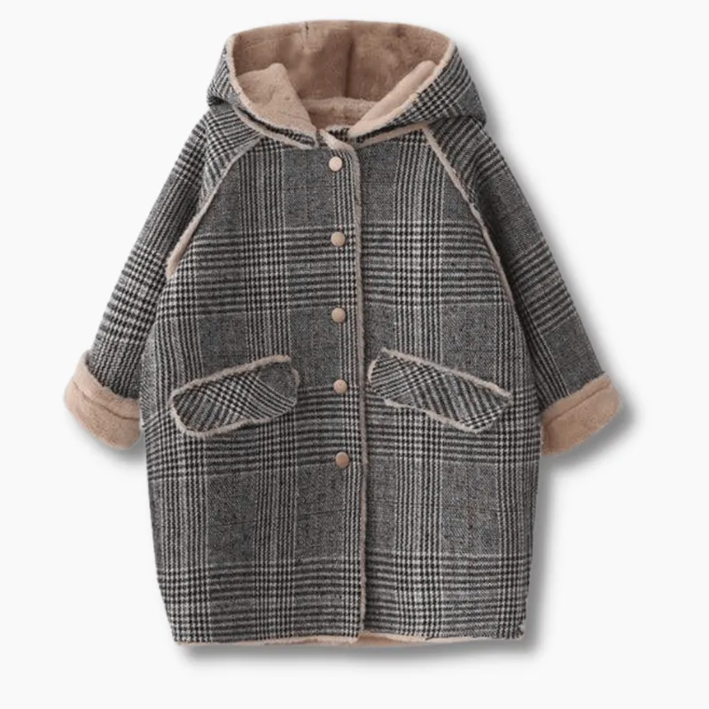 Girl Check Hooded Winter Coat
