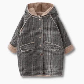 Girl Check Hooded Winter Coat