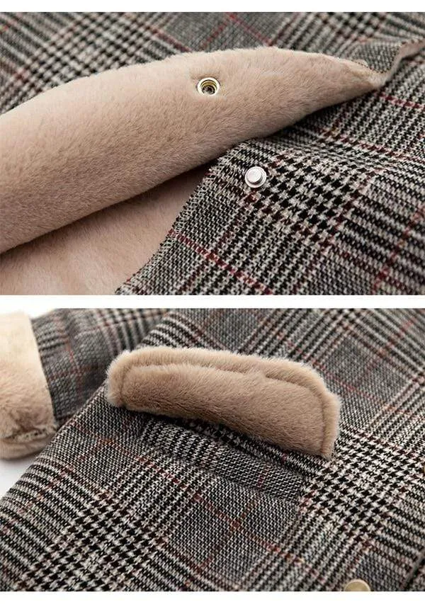 Girl Check Hooded Winter Coat