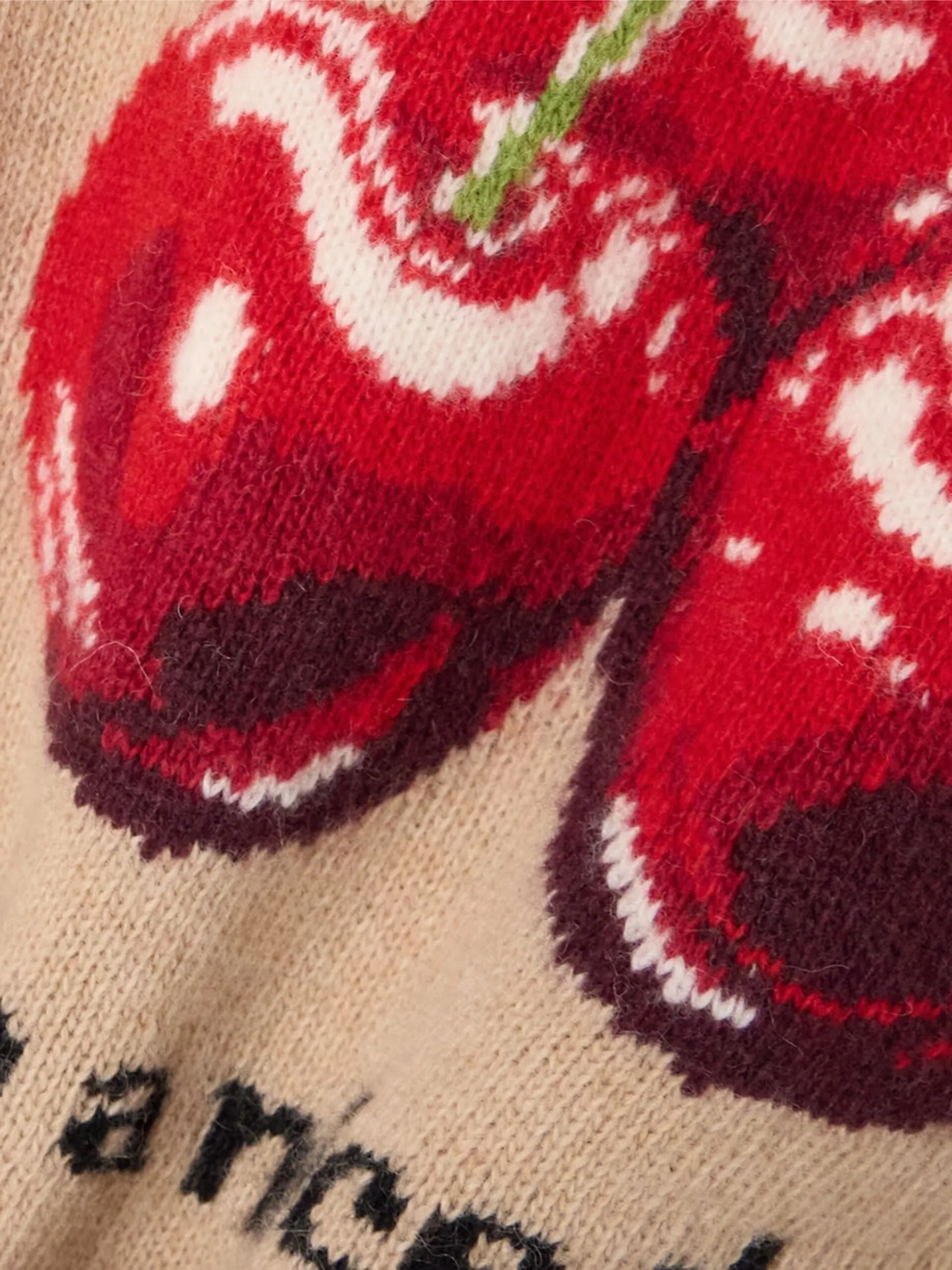 Graphic Wool Mix Cherry Crewneck / Safari