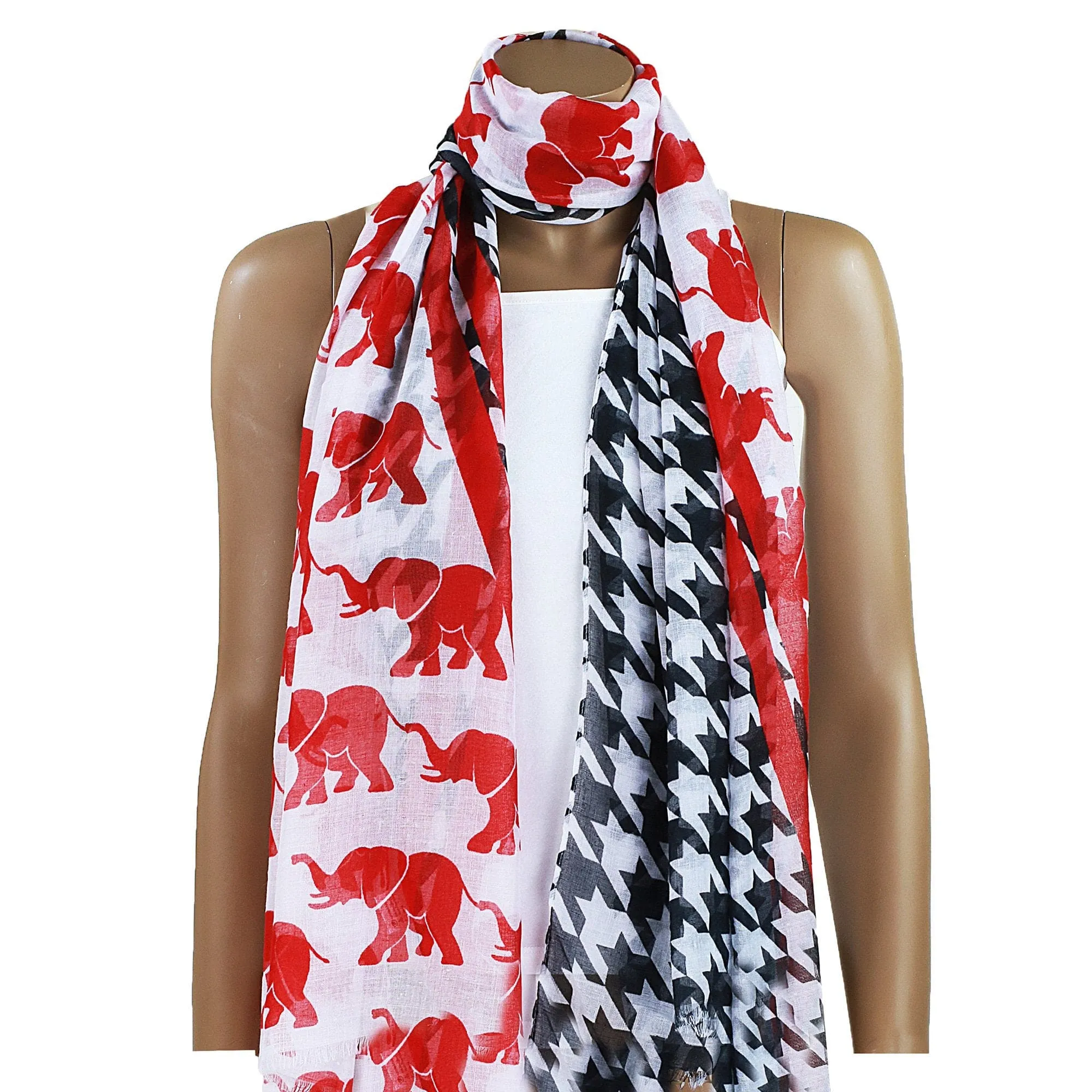 Houndstooth and Elephant Scarf