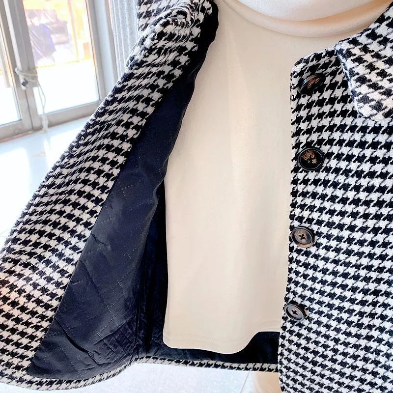 Houndstooth Duffle Coat for Toddler Girl