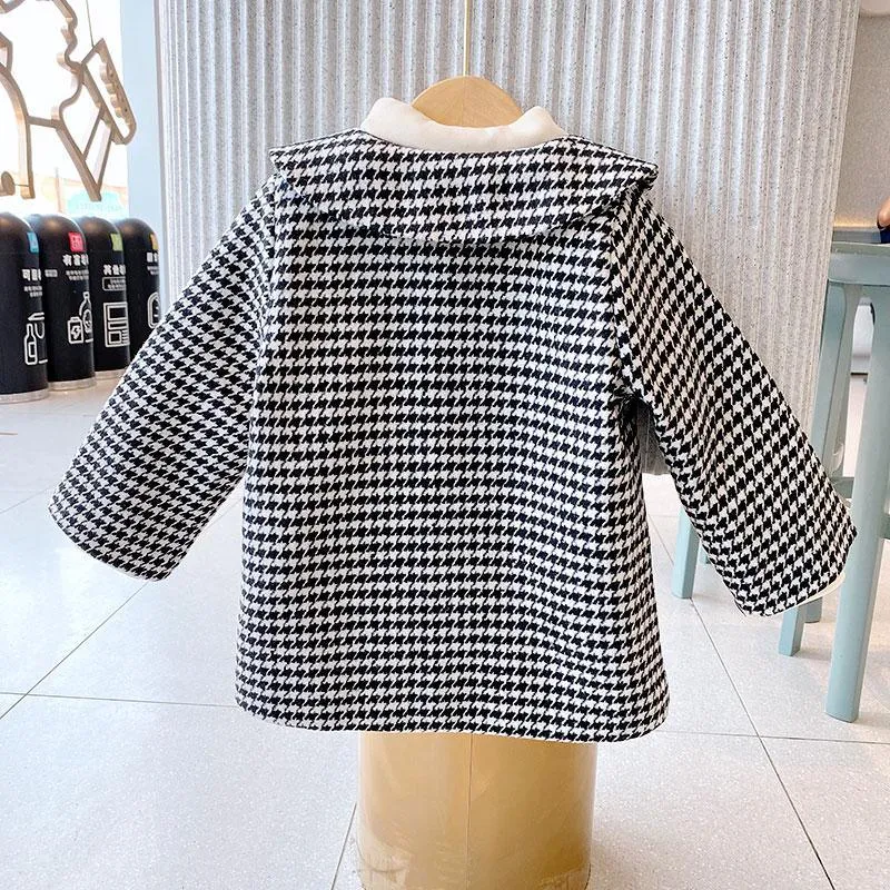 Houndstooth Duffle Coat for Toddler Girl
