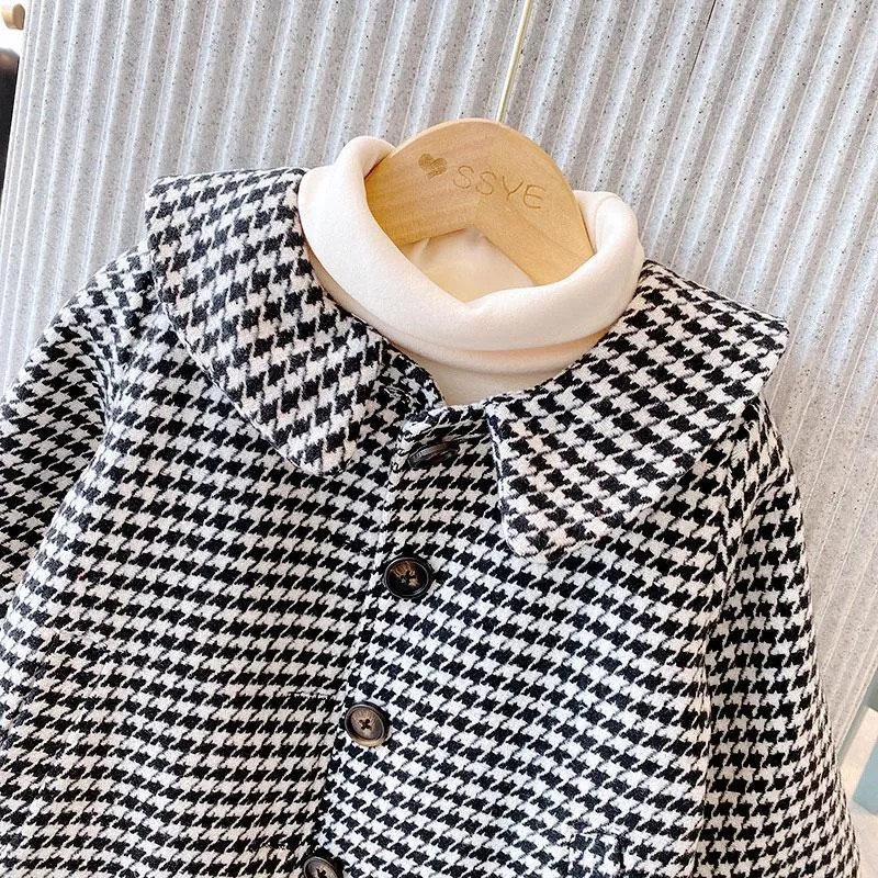 Houndstooth Duffle Coat for Toddler Girl