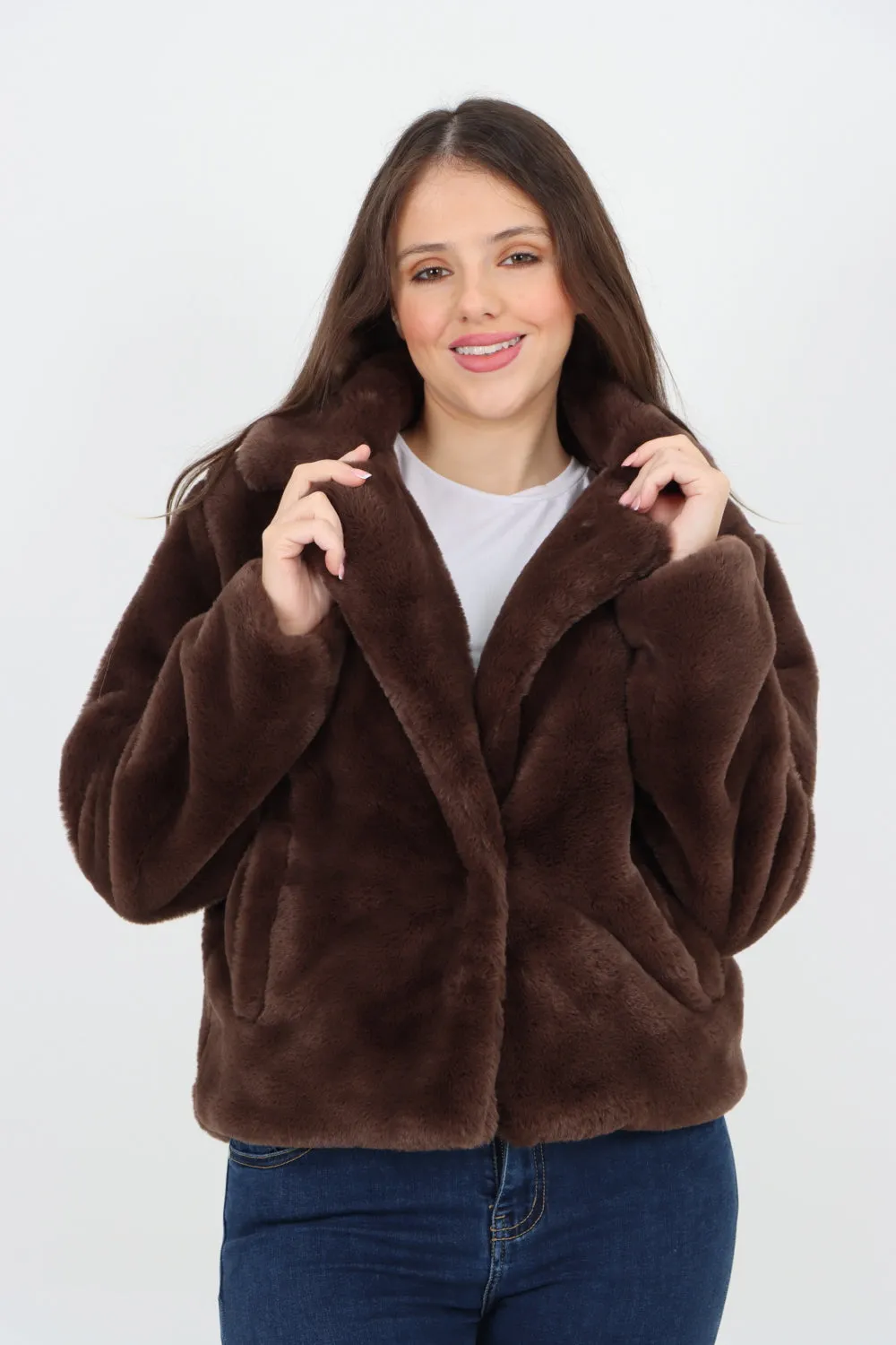 Italian Luxury Faux Fur Longsleeve Short Coat