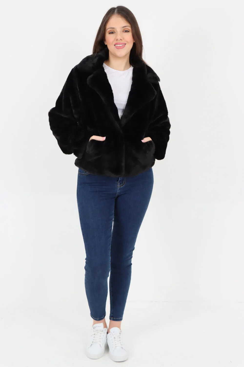 Italian Luxury Faux Fur Longsleeve Short Coat