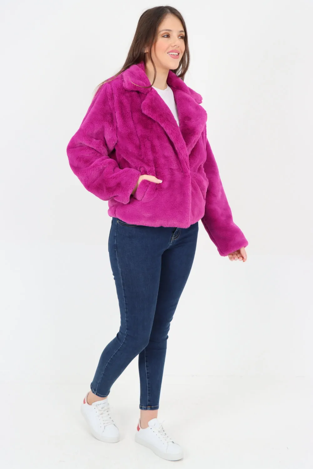Italian Luxury Faux Fur Longsleeve Short Coat
