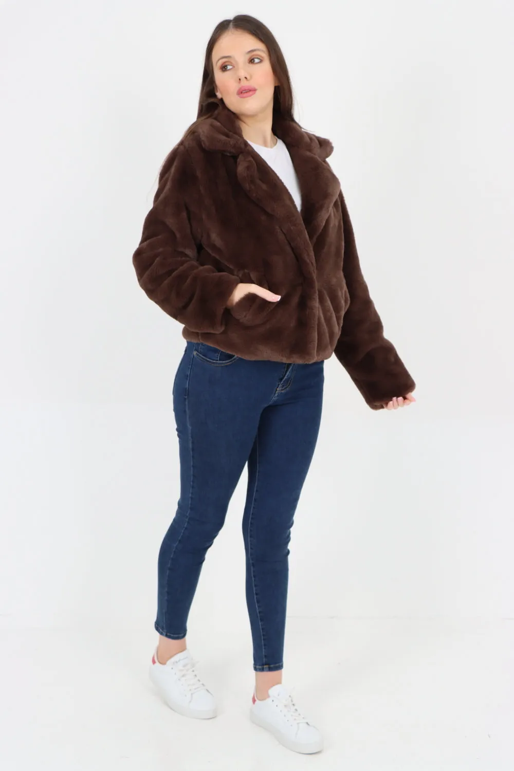 Italian Luxury Faux Fur Longsleeve Short Coat